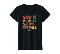 God is Within Her She Will Not Fall Value Graphic T-Shirt, Women, Black, M