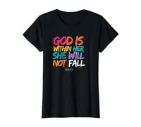 God is Within Her She Will Not Fall Value Graphic T-Shirt, Women, Black, M