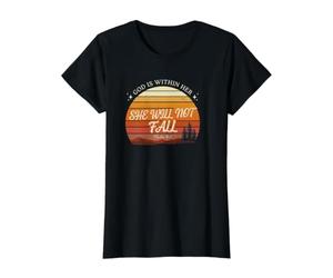 God is Within Her She Will Not Fall Value Graphic T-Shirt, Women, Black, M
