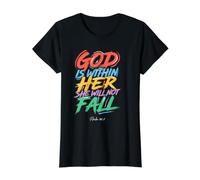 God is Within Her She Will Not Fall Value Graphic T-Shirt, Women, Black, S