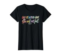 God is Within Her She Will Not Fall Value Graphic T-Shirt, Women, Black, S