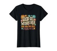 God is Within Her She Will Not Fall Value Graphic T-Shirt, Women, Black, S