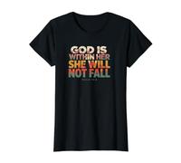 God is Within Her She Will Not Fall Value Graphic T-Shirt, Women, Black, S