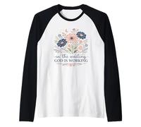 God is Working Christian Floral Faith Quote Raglan Baseball Tee