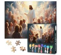 God Jesus Puzzles for Adults 1000 Pieces, Children in Heaven Light Jigsaw Puzzles, Adult Puzzle for Adults, Educational Fun Games or Toys for Elders Friends 20X27 INCH