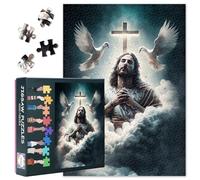 God Jesus Puzzles for Adults 1000 Pieces, Jesus Praying on a Cloud Jigsaw Puzzles, Religious Belief Adult Puzzle for Adults, Educational Fun Games or Toys for Elders Friends 20X27 INCH