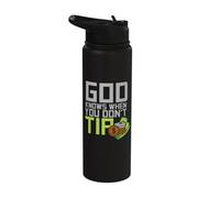 God Knows When You Dont Tip Waiter Bartender Bartending Stainless Steel Insulated Water Bottle