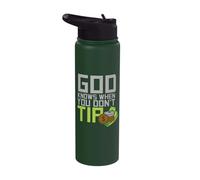 God Knows When You Dont Tip Waiter Bartender Bartending Stainless Steel Insulated Water Bottle
