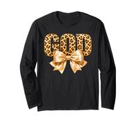 God Leopard Print Bow Christian Faith Design Long Sleeve T-Shirt