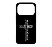 God Loved The World Bible Verse Jesus Face Cross Graphic Case for iPhone 17 Pro