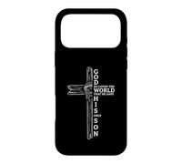 God Loved The World Bible Verse Jesus Face Cross Graphic Case for iPhone 17 Pro Max