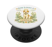 God Loves a Terrier Cute Dog Angel Floral PopSockets Adhesive PopGrip