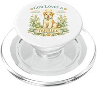 God Loves a Terrier Cute Dog Angel Floral PopSockets PopGrip for MagSafe