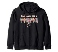 God Loves Me Made Me A Mama Christian Mama Mother's Day Mama Zip Hoodie