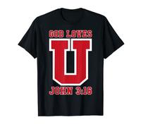 God Loves U John 3:16 Jesus Lover Of My Soul Hex Pattern T-Shirt