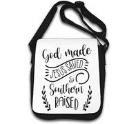 God Made Jesus Saved and Souther Raised Shoulder Bag White