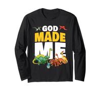 GOD Made Me - Christian Faith Kids Dinosaur Creation Long Sleeve T-Shirt