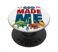GOD Made Me - Christian Faith Kids Dinosaur Creation PopSockets Adhesive PopGrip