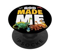 GOD Made Me - Christian Faith Kids Dinosaur Creation PopSockets Adhesive PopGrip