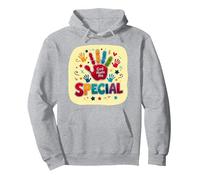 God Made Me Special Christians for Kids Colorful Handprint Pullover Hoodie, Adult Unisex, Heather Grey, S