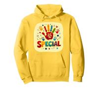God Made Me Special Christians for Kids Colorful Handprint Pullover Hoodie, Adult Unisex, Lemon, M