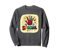 God Made Me Special Christians for Kids Colorful Handprint Sweatshirt, Adult Unisex, Dark Heather Grey, S