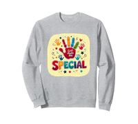 God Made Me Special Christians for Kids Colorful Handprint Sweatshirt, Adult Unisex, Heather Grey, XXL