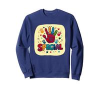 God Made Me Special Christians for Kids Colorful Handprint Sweatshirt, Adult Unisex, Navy, XXL