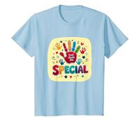 God Made Me Special Christians for Kids Colorful Handprint T-Shirt, Kids, Baby Blue, 10 Years