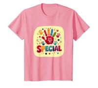 God Made Me Special Christians for Kids Colorful Handprint T-Shirt, Kids, Pink, 6 Years
