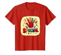 God Made Me Special Christians for Kids Colorful Handprint T-Shirt, Kids, Red, 10 Years