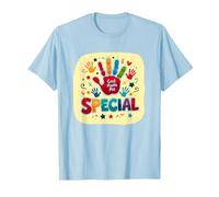 God Made Me Special Christians for Kids Colorful Handprint T-Shirt, Men, Baby Blue, XL