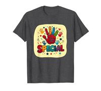 God Made Me Special Christians for Kids Colorful Handprint T-Shirt, Men, Dark Heather Grey, 4XL
