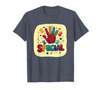God Made Me Special Christians for Kids Colorful Handprint T-Shirt, Men, Heather Blue, XL