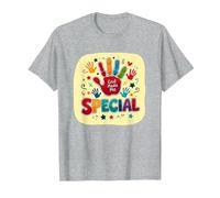 God Made Me Special Christians for Kids Colorful Handprint T-Shirt, Men, Heather Grey, S