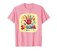 God Made Me Special Christians for Kids Colorful Handprint T-Shirt, Men, Pink, L