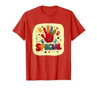 God Made Me Special Christians for Kids Colorful Handprint T-Shirt, Men, Red, S