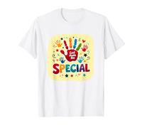 God Made Me Special Christians for Kids Colorful Handprint T-Shirt, Men, White, S