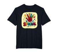 God Made Me Special Christians for Kids Colorful Handprint T-Shirt, Men's Big and Tall, Black, 6X Tall