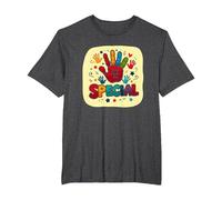 God Made Me Special Christians for Kids Colorful Handprint T-Shirt, Men's Big and Tall, Dark Heather Grey, 5X Tall