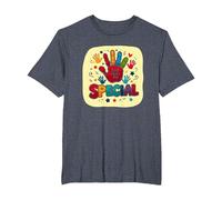 God Made Me Special Christians for Kids Colorful Handprint T-Shirt, Men's Big and Tall, Heather Blue, 4X Tall