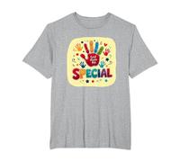 God Made Me Special Christians for Kids Colorful Handprint T-Shirt, Men's Big and Tall, Heather Grey, 4X Tall