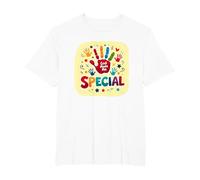 God Made Me Special Christians for Kids Colorful Handprint T-Shirt, Men's Big and Tall, White, 5X Tall