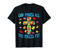 God Makes The Pieces Fit, Cross, Christian Autism Awareness T-Shirt