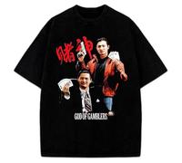 God of Gamblers 賭神 Chow Yun-Fat Andy Lau Hong Kong Style 90's Men T Shirt Black