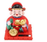 God of Wealth Decoration Solar Powered Fortune Ornaments with Nodding Head for Car Dashboard Home Desk Chinese Year Gift Plastic 8.5x7.5x7.5cm