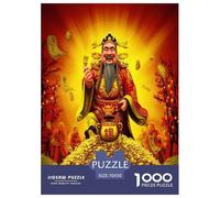 God of Wealth Jigsaw Puzzles Puzzles for Adults Kids. 1000 Piece Chinese Deity Statues Impossible Challenge Toy Educational Game Home Decoration for Educational Games Gifts 70x50cm/1000pcs