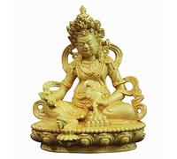 God of Wealth Statue Buddha Figurines, Indian Tibetan Sculpture Prosperity Wealth Ornament, Home Office Decoration,Large Leaf Boxwood
