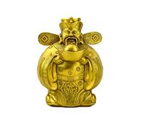 God of Wealth Wencaishen Tsai Shen Yeh Statue Brass Statue Ornament Wealth Fortune Crafts Mascot Bring More Wealth for You,Gift,Brown (Color : Yellow)