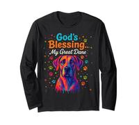 God’s Blessing Great Dane Dog Faith Fun Colorful Dots Design Long Sleeve T-Shirt